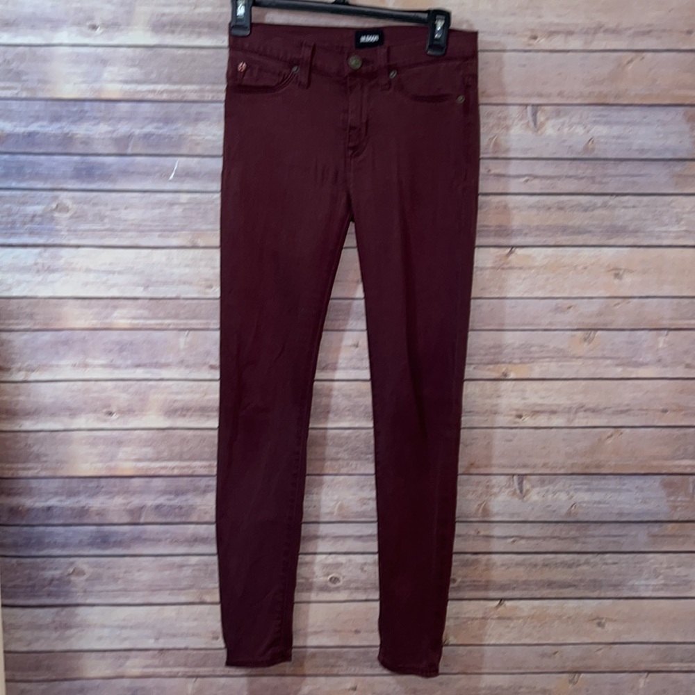 ⭐️ Hudson Jeans Nico Midrise Superskinny Wine Cranberry Size 26 EUC B9